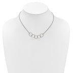 Sterling Silver Polished Textured Double Strand Interlinking Circles 16 inch Necklace