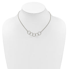 Sterling Silver Polished Textured Double Strand Interlinking Circles 16 inch Necklace
