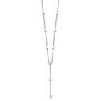 Sterling Silver Polished Cube Bead 16 inch Lariat Necklace