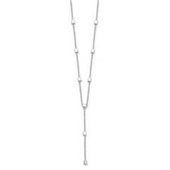Sterling Silver Polished Cube Bead 16 inch Lariat Necklace