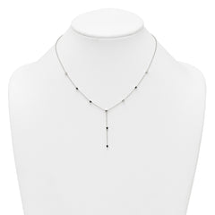 Sterling Silver Polished Cube Bead 16 inch Lariat Necklace
