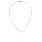 Sterling Silver Polished Cube Bead 16 inch Lariat Necklace