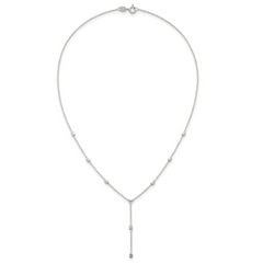 Sterling Silver Polished Cube Bead 16 inch Lariat Necklace