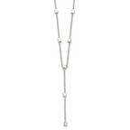 Sterling Silver Polished Cube Bead 16 inch Lariat Necklace