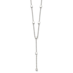 Sterling Silver Polished Cube Bead 16 inch Lariat Necklace