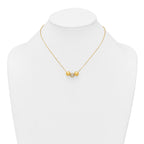 Sterling Silver Gold-Tone Polished and Brushed CZ Beads 16 Inch with 2 Inch Extension Necklace