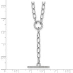 Sterling Silver Rhodium-plated Polished CZ Paperclip Lariat 17 Inch Necklace