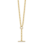 Sterling Silver Gold-tone Polished CZ Paperclip Lariat 17 Inch Necklace