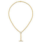 Sterling Silver Gold-tone Polished CZ Paperclip Lariat 17 Inch Necklace