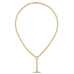Sterling Silver Gold-tone Polished CZ Paperclip Lariat 17 Inch Necklace