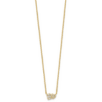 Sterling Silver Gold-tone Polished Heart and Rectangle with Round and Baguette CZ 16 Inch with 2 Inch Extension Necklace