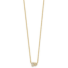Sterling Silver Gold-tone Polished Heart and Rectangle with Round and Baguette CZ 16 Inch with 2 Inch Extension Necklace