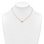 Sterling Silver Gold-tone Polished Heart and Rectangle with Round and Baguette CZ 16 Inch with 2 Inch Extension Necklace