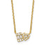 Sterling Silver Gold-tone Polished Heart and Rectangle with Round and Baguette CZ 16 Inch with 2 Inch Extension Necklace