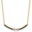 Sterling Silver Gold-tone Polished Black Enameled and CZ Curved Bar 16 Inch with 2 Inch Extension Necklace