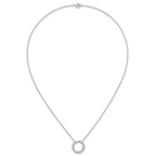 Sterling Silver Rhodium-plated Polished Twisted CZ Circle 17.75 inch Necklace