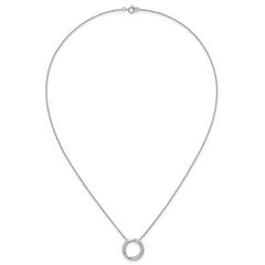 Sterling Silver Rhodium-plated Polished Twisted CZ Circle 17.75 inch Necklace
