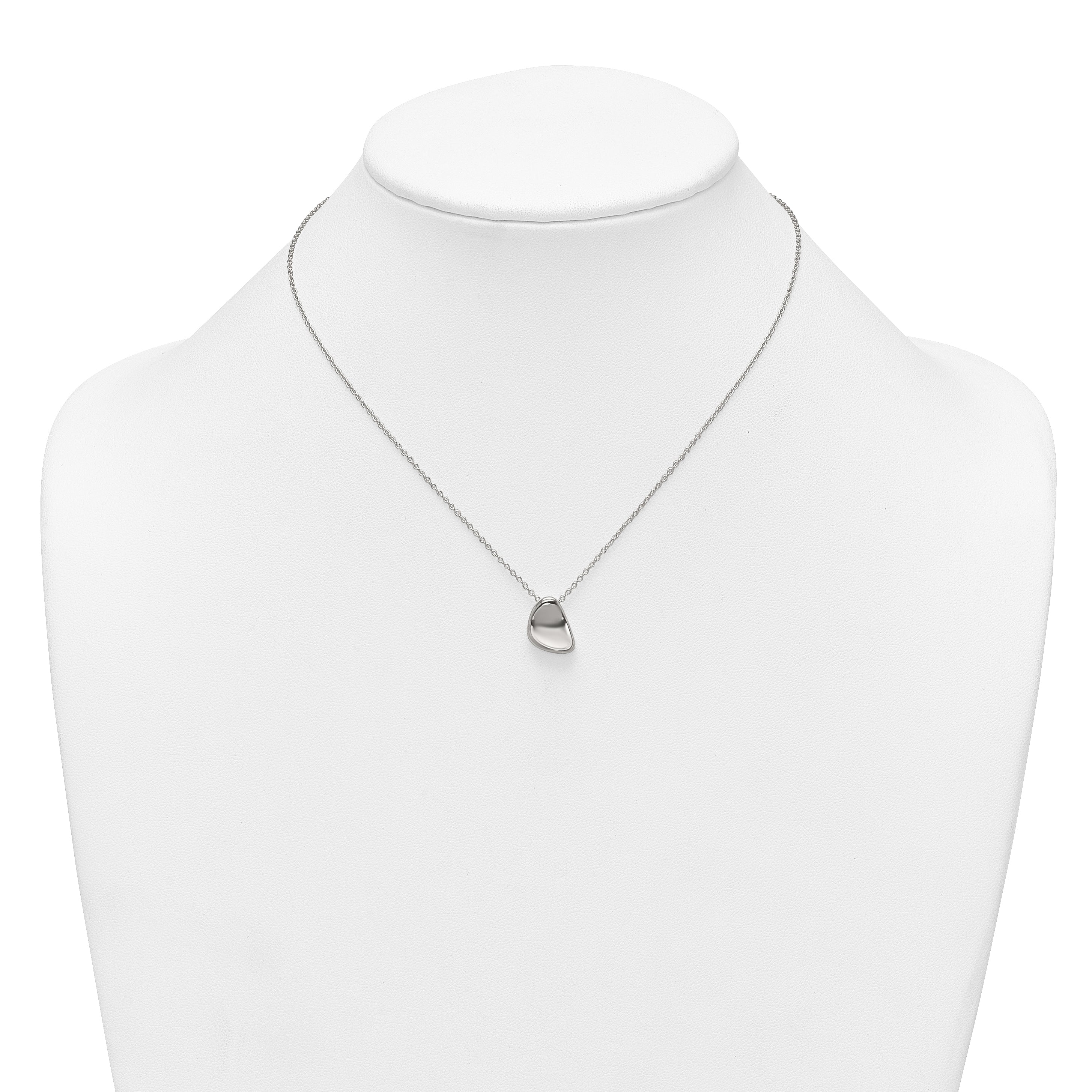 Sterling Silver Polished Pebble 16 Inch with 2 Inch Extension Necklace