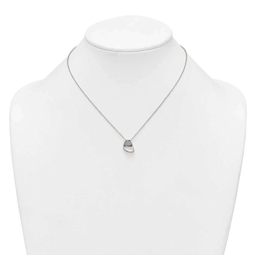 Sterling Silver Polished Pebble 16 Inch with 2 Inch Extension Necklace
