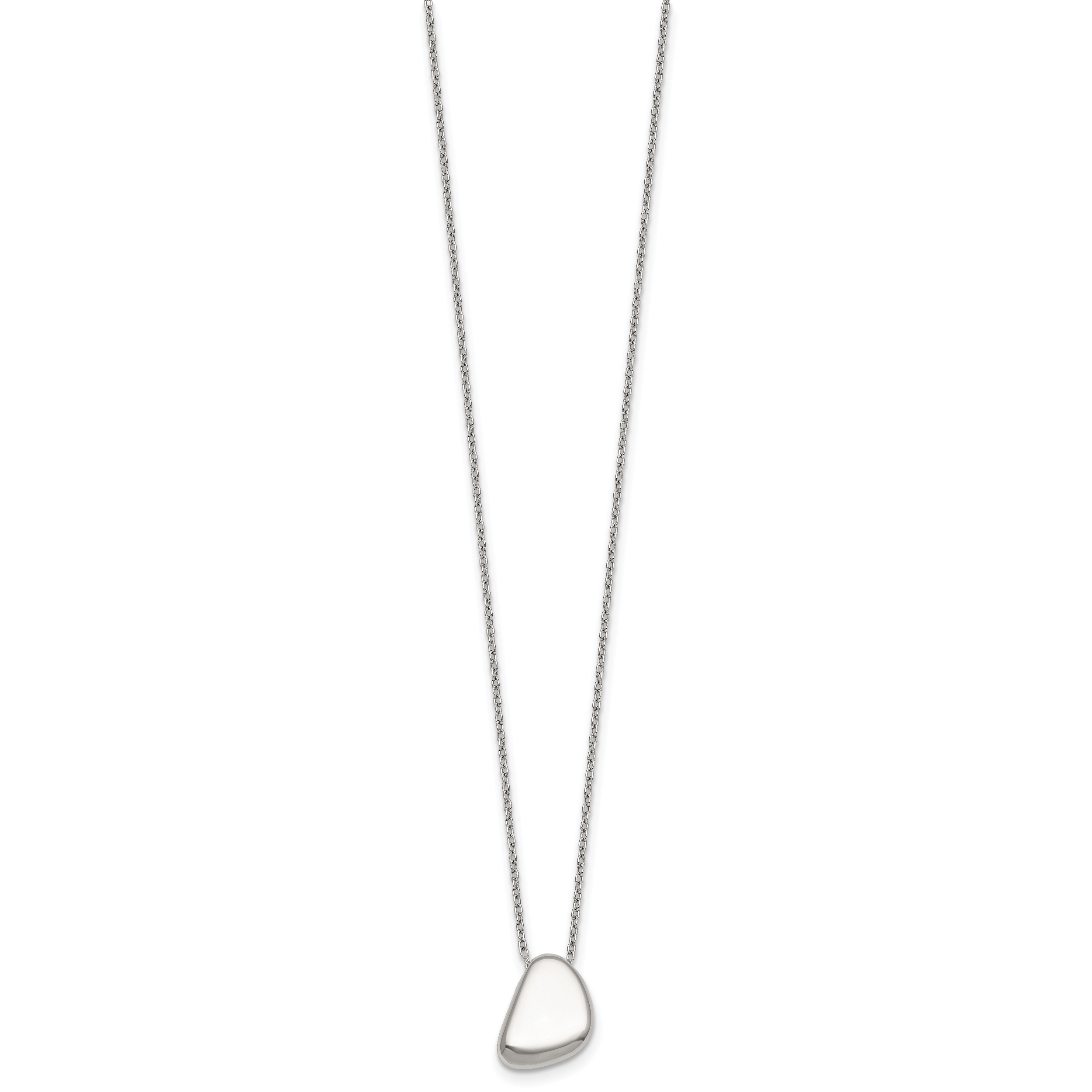 Sterling Silver Polished Pebble 16 Inch with 2 Inch Extension Necklace
