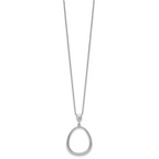 Sterling Silver Rhodium-plated Polished CZ Rounded Teardrop 17.5 Inch Necklace