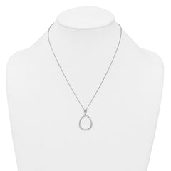 Sterling Silver Rhodium-plated Polished CZ Rounded Teardrop 17.5 Inch Necklace