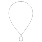 Sterling Silver Rhodium-plated Polished CZ Rounded Teardrop 17.5 Inch Necklace