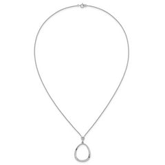Sterling Silver Rhodium-plated Polished CZ Rounded Teardrop 17.5 Inch Necklace