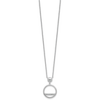 Sterling Silver Rhodium-plated Polished CZ Divided Circle 17.75 inch Necklace