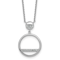 Sterling Silver Rhodium-plated Polished CZ Divided Circle 17.75 inch Necklace