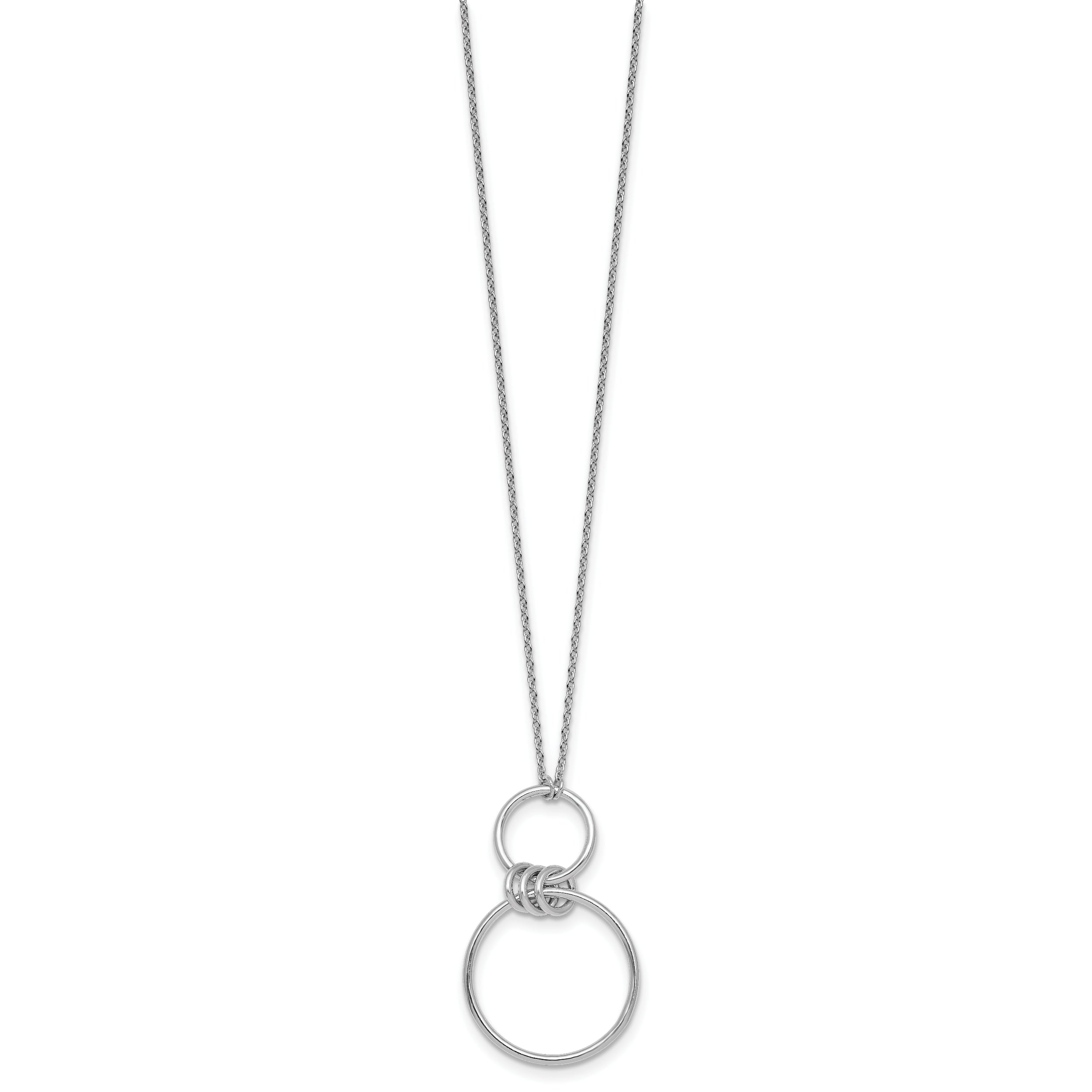 Sterling Silver Rhodium-plated Polished Circles 17.75 inch Necklace
