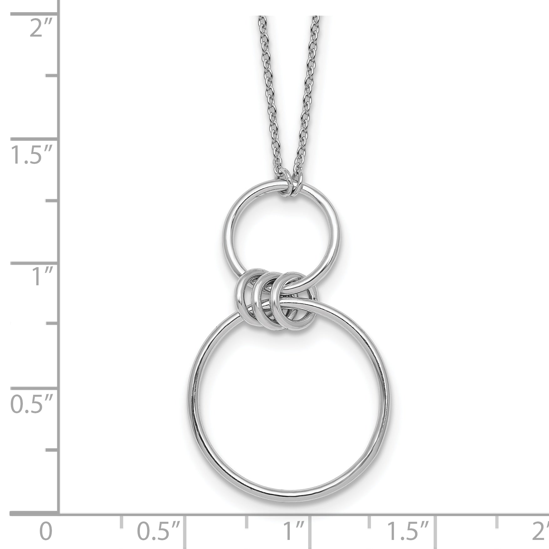 Sterling Silver Rhodium-plated Polished Circles 17.75 inch Necklace