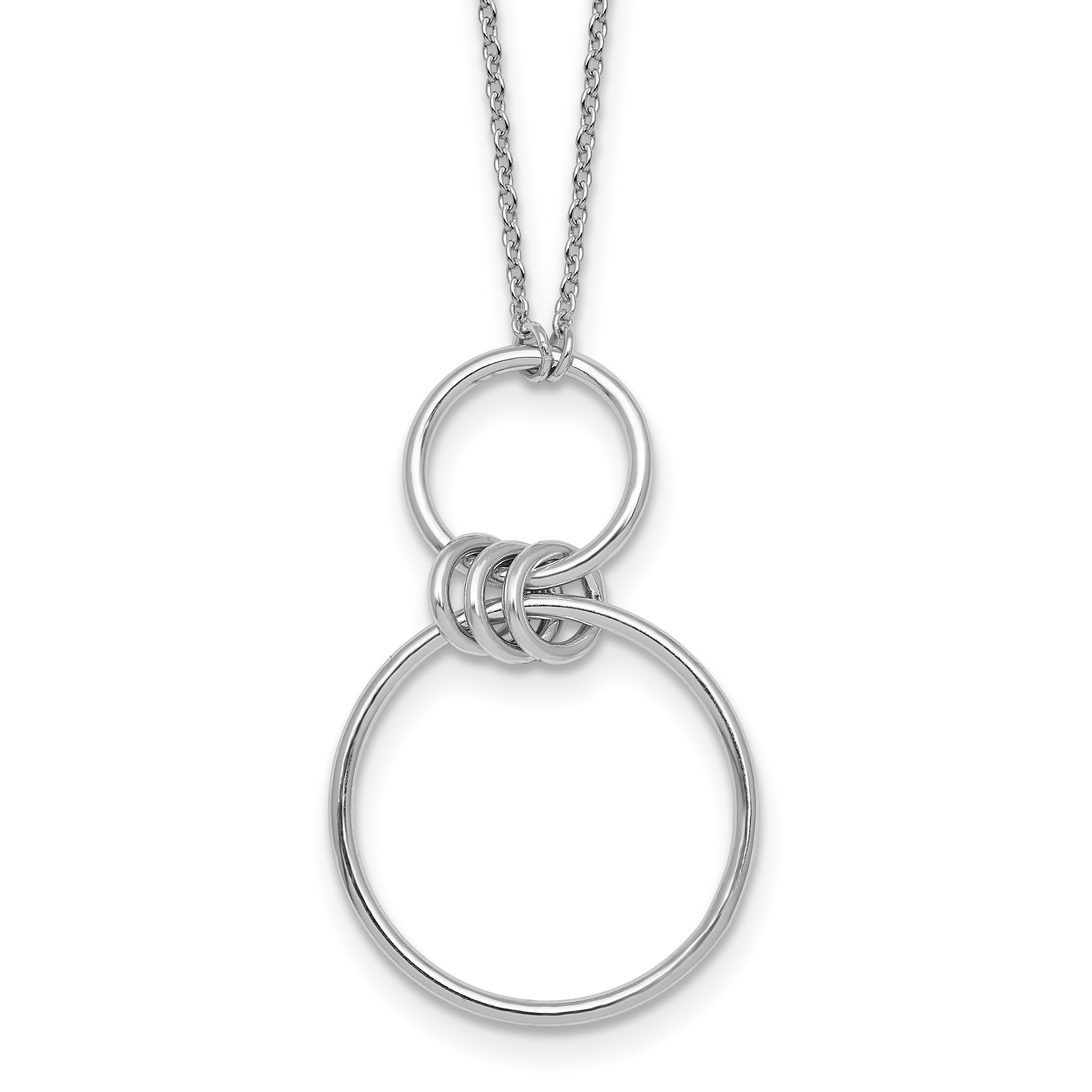 Sterling Silver Rhodium-plated Polished Circles 17.75 inch Necklace