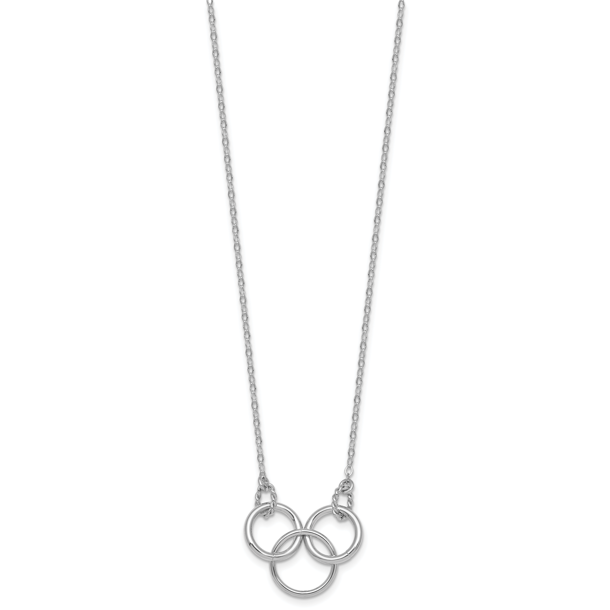 Sterling Silver Rhodium-plated Polished Twisted Ovals and 3 Circles 18.5 inch with 2 inch Extender Necklace Secondary image