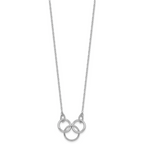 Sterling Silver Rhodium-plated Polished Twisted Ovals and 3 Circles 18.5 inch with 2 inch Extender Necklace