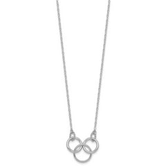 Sterling Silver Rhodium-plated Polished Twisted Ovals and 3 Circles 18.5 inch with 2 inch Extender Necklace