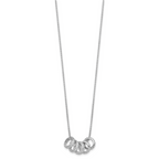 Sterling Silver Rhodium-plated Five Moveable CZ Rings 18 inch with 2 inch Extension Necklace