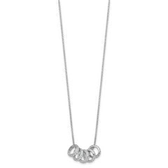 Sterling Silver Rhodium-plated Five Moveable CZ Rings 18 inch with 2 inch Extension Necklace
