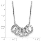 Sterling Silver Rhodium-plated Five Moveable CZ Rings 18 inch with 2 inch Extension Necklace