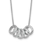 Sterling Silver Rhodium-plated Five Moveable CZ Rings 18 inch with 2 inch Extension Necklace