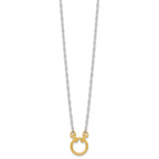 Sterling Silver with Gold-tone Polished and Textured Circle 16 inch Link Necklace