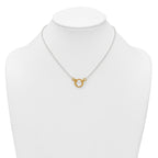 Sterling Silver with Gold-tone Polished and Textured Circle 16 inch Link Necklace
