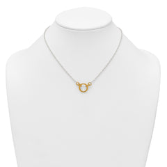 Sterling Silver with Gold-tone Polished and Textured Circle 16 inch Link Necklace