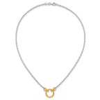 Sterling Silver with Gold-tone Polished and Textured Circle 16 inch Link Necklace
