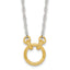 Sterling Silver with Gold-tone Polished and Textured Circle 16 inch Link Necklace