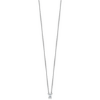Sterling Silver Rhodium-plated Polished Emerald-cut CZ 16 Inch with 1.75 Inch Extension Necklace