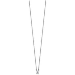 Sterling Silver Rhodium-plated Polished Emerald-cut CZ 16 Inch with 1.75 Inch Extension Necklace