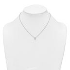 Sterling Silver Rhodium-plated Polished Emerald-cut CZ 16 Inch with 1.75 Inch Extension Necklace
