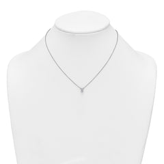 Sterling Silver Rhodium-plated Polished Emerald-cut CZ 16 Inch with 1.75 Inch Extension Necklace