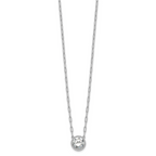 Sterling Silver Rhodium-plated Polished Round CZ with Paperclip Chain 16 inch with 2 inch Extension Necklace